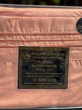 Brand new Queen size bed sheet set ,6PCS, deep pocket,Bellagio Collection Peach